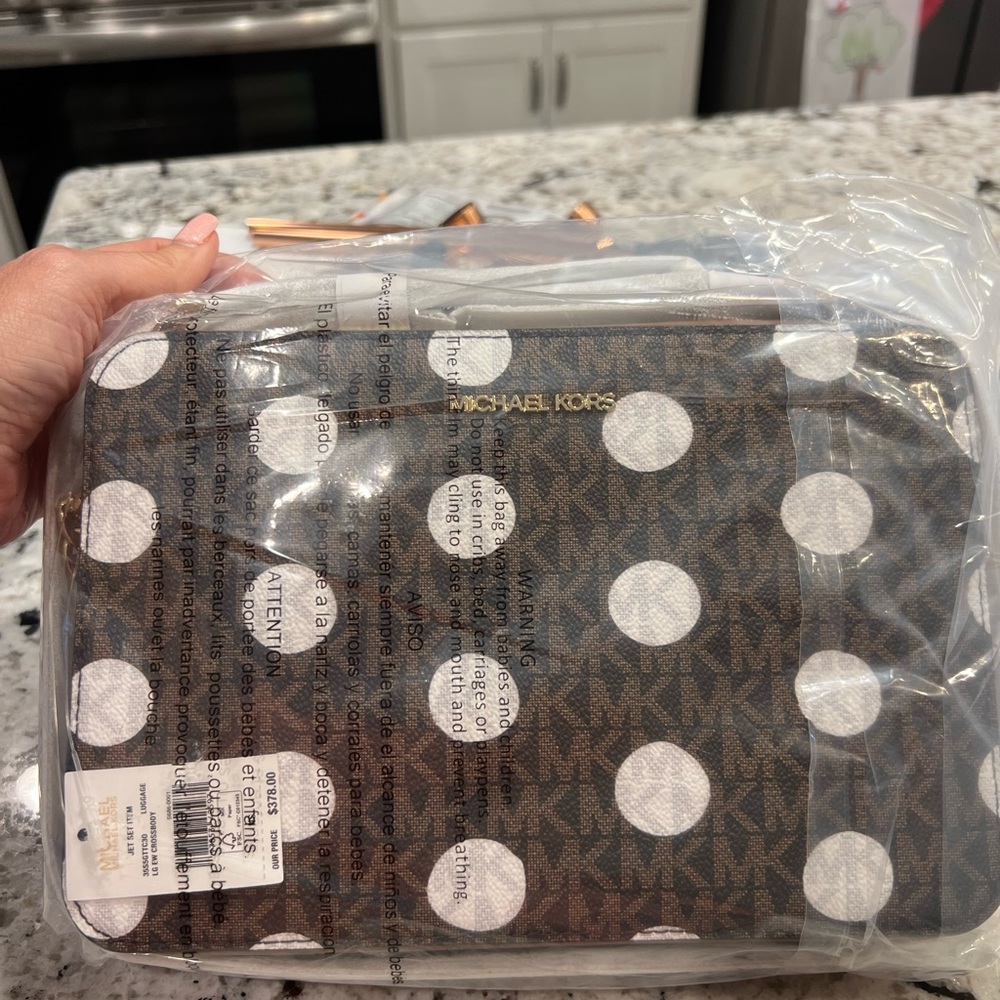 Michael Kors Brown and White Polka Dot Accent Bag - Picture 3 of 3